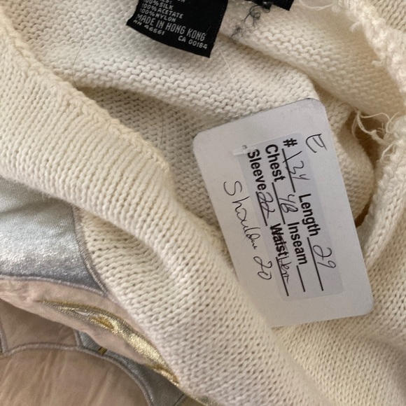 Vintage 80’s I. B. Diffusion ramie silk swan dove. Gold & silver lame. E134 - Picture 4 of 6